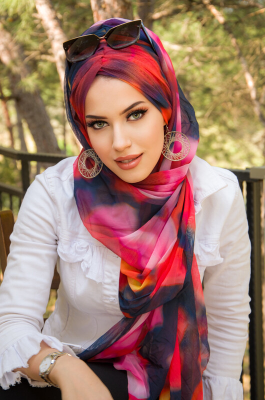 Kırmızı Tonlar Batik Desen Hazır Şal - Thumbnail