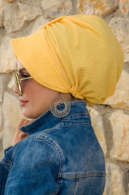 Sarı Fularsız Şapka Bone - Thumbnail