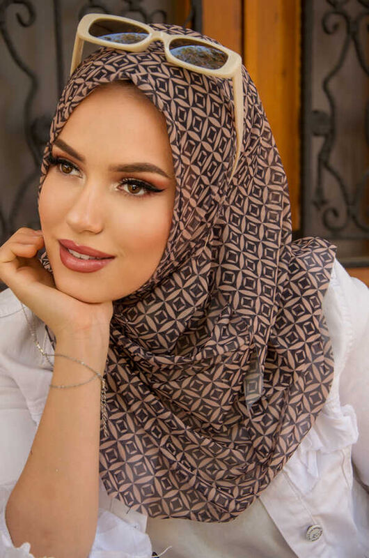 Siyah Bej Desenli Double Şal