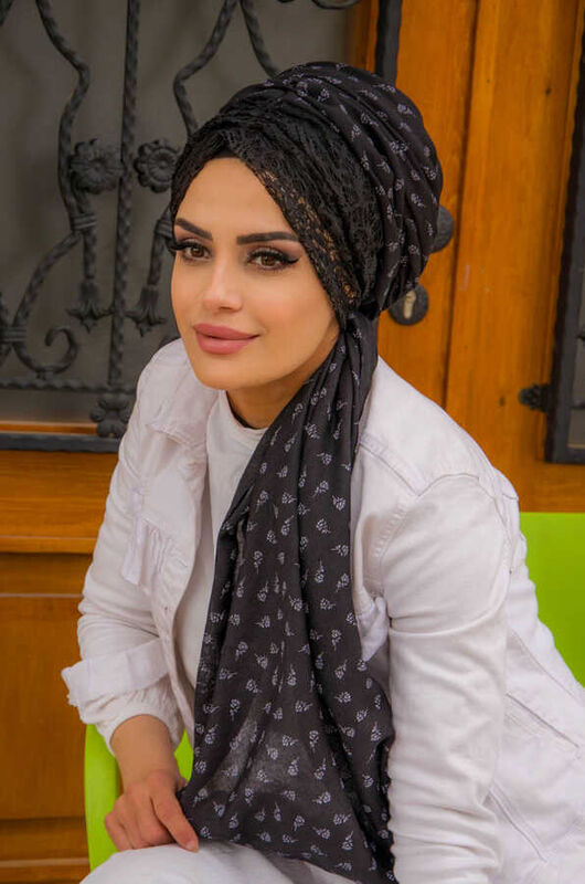 Siyah Koton Bandana Şal - 50100