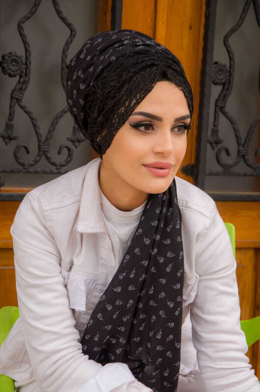 Siyah Koton Bandana Şal - 50100