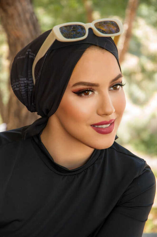 Siyah Desenli Çapraz Deniz - Havuz Bonesi