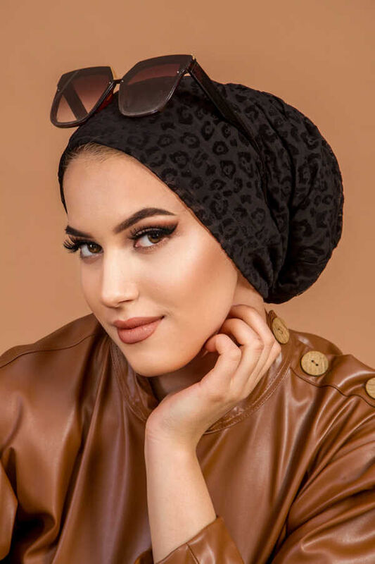 Siyah Leopar Desen Dolama Bone