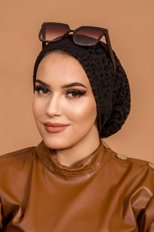 Siyah Leopar Desen Dolama Bone