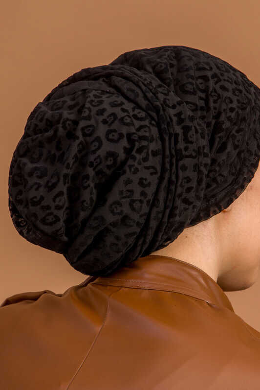 Siyah Leopar Desen Dolama Bone
