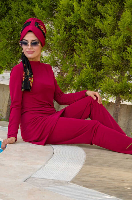 Açık Bordo Tesettür Mayo