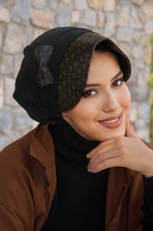acı kahve Marka Desen Deri Şapka