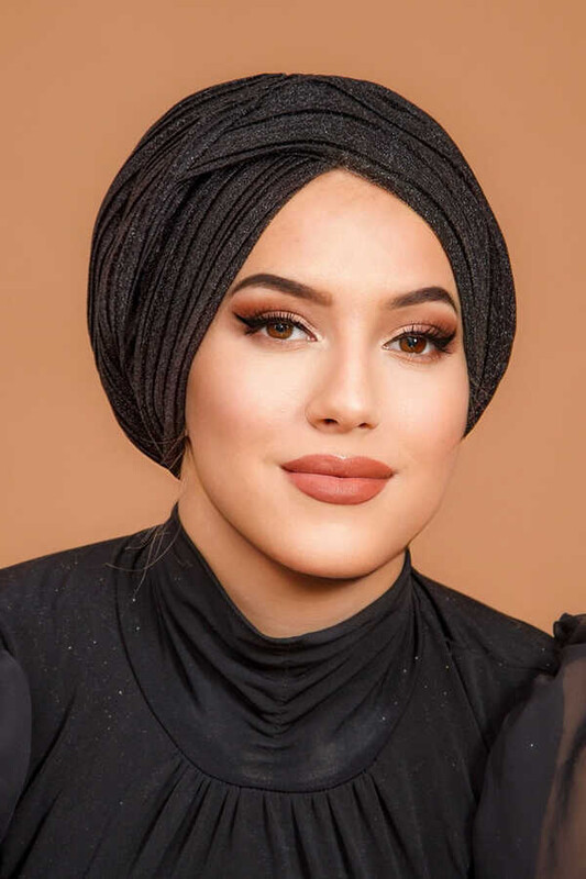Siyah Pilise Çapraz Bantlı Dolgulu Bone - Thumbnail