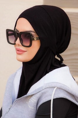 Aişe Tesettür - Siyah Spor Bone Hijab (1)