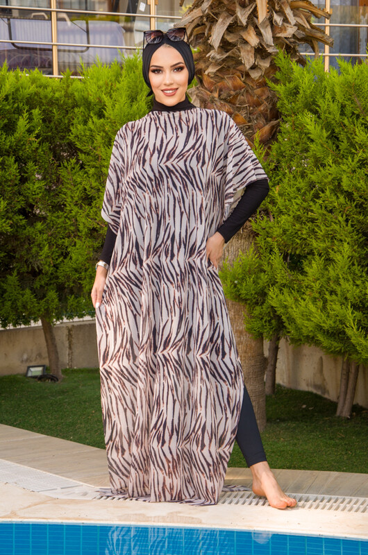 Aişe Tesettür - Siyah Zebra Tesettür Pareo
