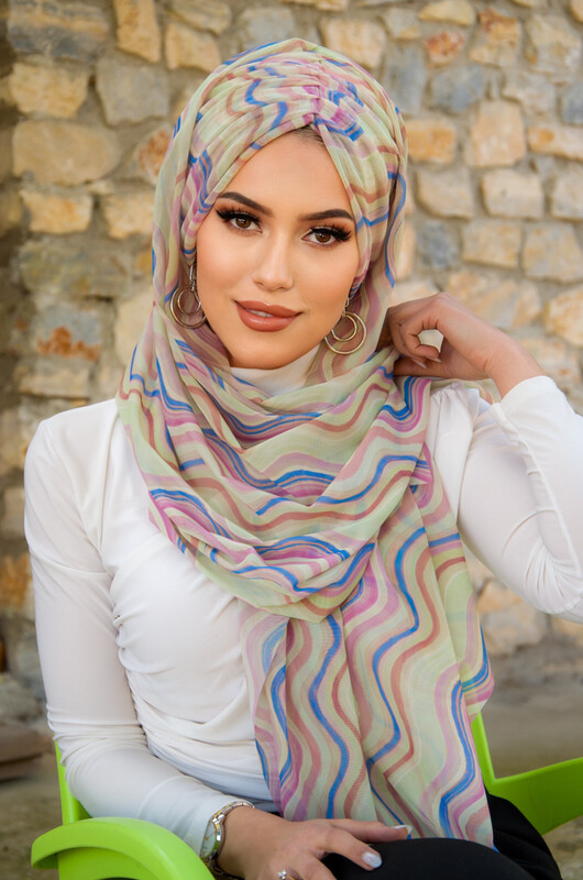  - Soft Tonlamalı Geometrik Desen Hazır Şal