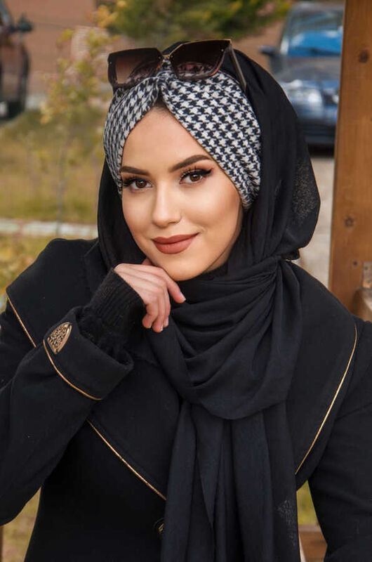 Syah Kazayağı Kışlık Hazır Şal