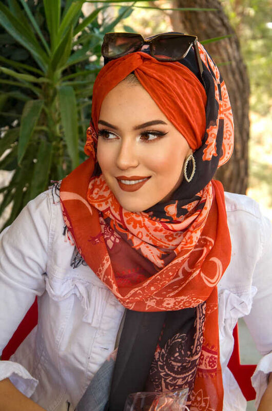 Taba Etnik Desenli Dijital Baskı Hazır Şal - 50610