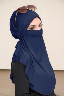 Lacivert Oversize Hijab - Thumbnail