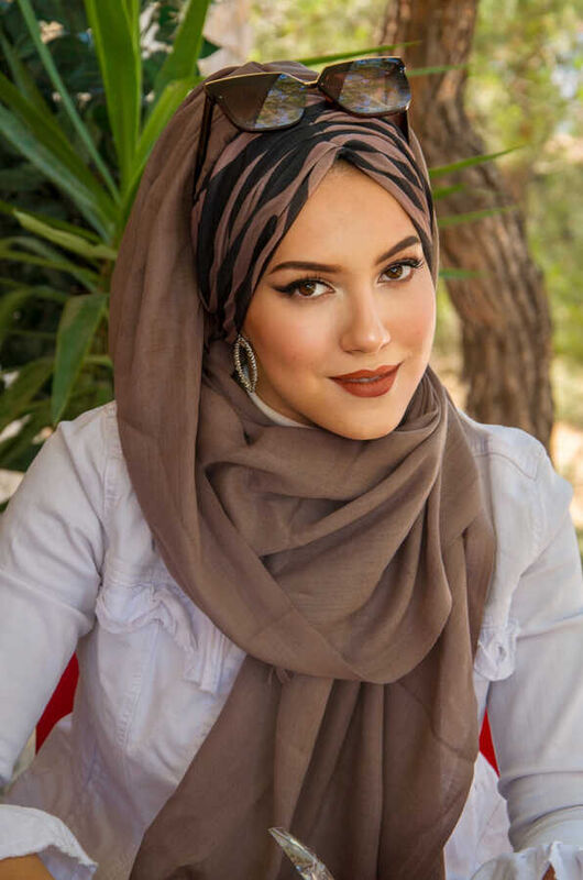 Vizon Zebra Feminen Desenli Hazır Şal